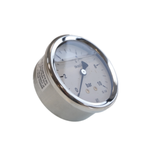 Manometer 0-10 BAR 1/4" vloeist. achter